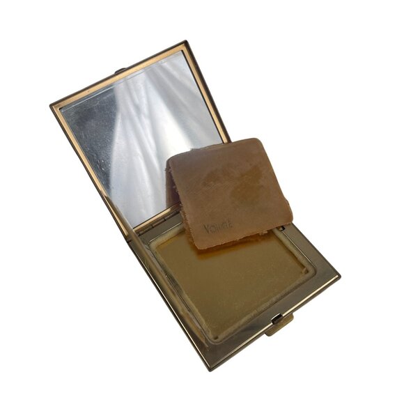 Vintage Volupte 1940s Powder Compact Gold-Tone Square Powder Compact With Mirror - Picture 7 of 10